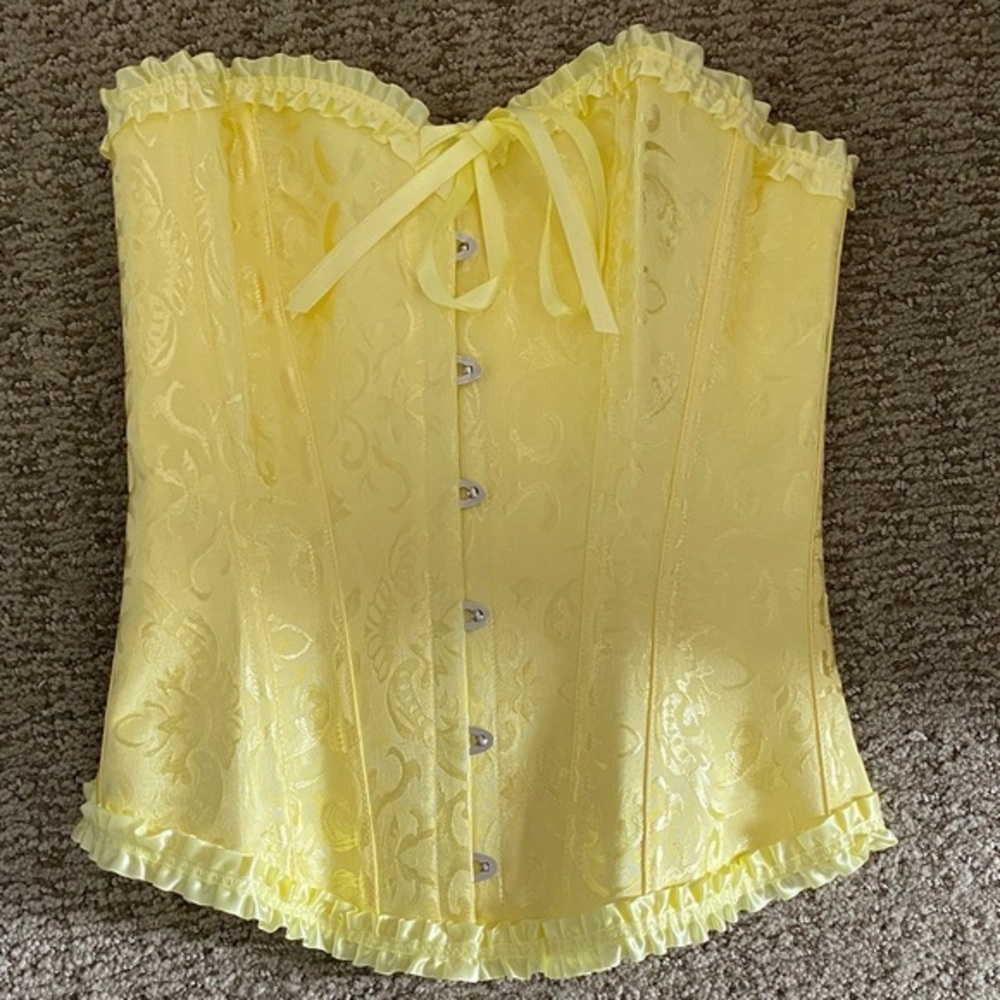 Yellow Lace-Up Corset Top - Women's Intimates